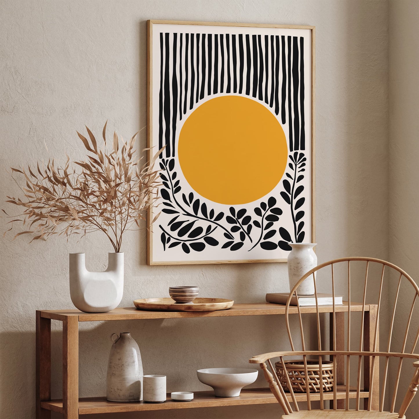 Mid Century Yellow Sun Art Print 2026