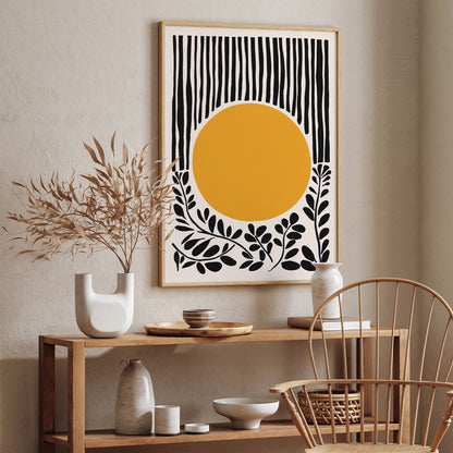 Mid Century Yellow Sun Art Print 2026