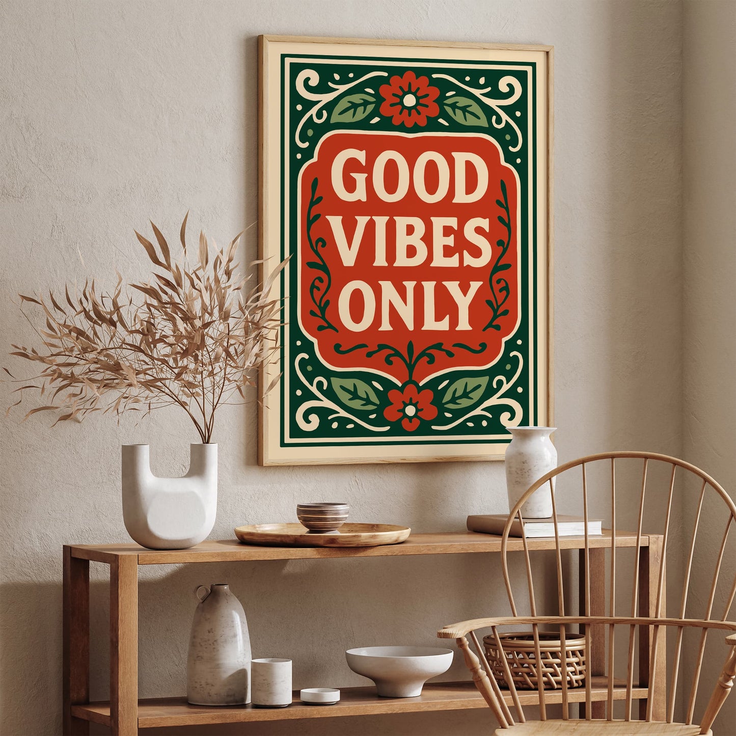 Good Vibes Only Quote Poster - Vintage Stylizing Art Print
