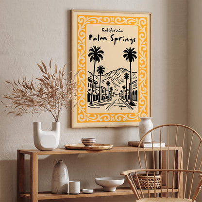 Palm Springs California Cityscape Travel Poster