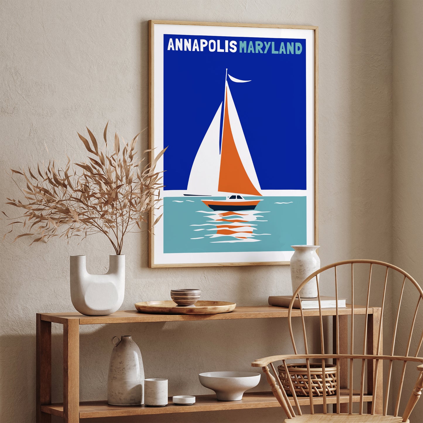 Annapolis Maryland Retro Boat Poster