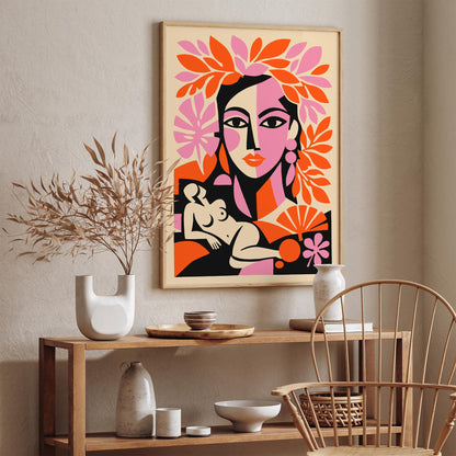 Boho Chic Girl Portrait in Matisse Style