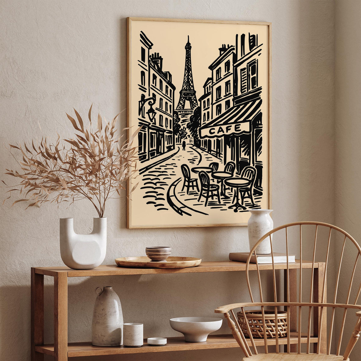 Paris Cafe Cityscape Travel Art Poster