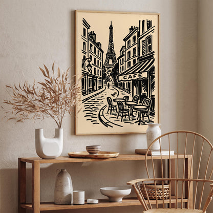 Paris Cafe Cityscape Travel Art Poster