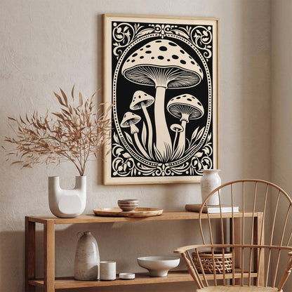 Vintage Mushroom Rococo Style Print