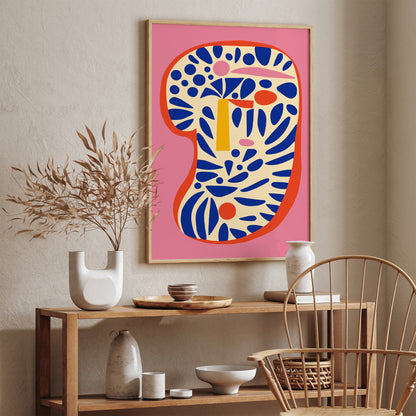 Mid Century Pink Abstract Poster 2024