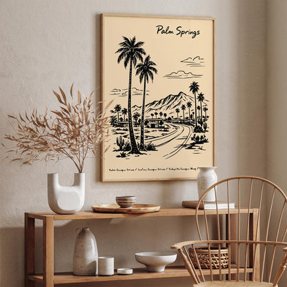 Palm Springs California Cityscape Travel Poster