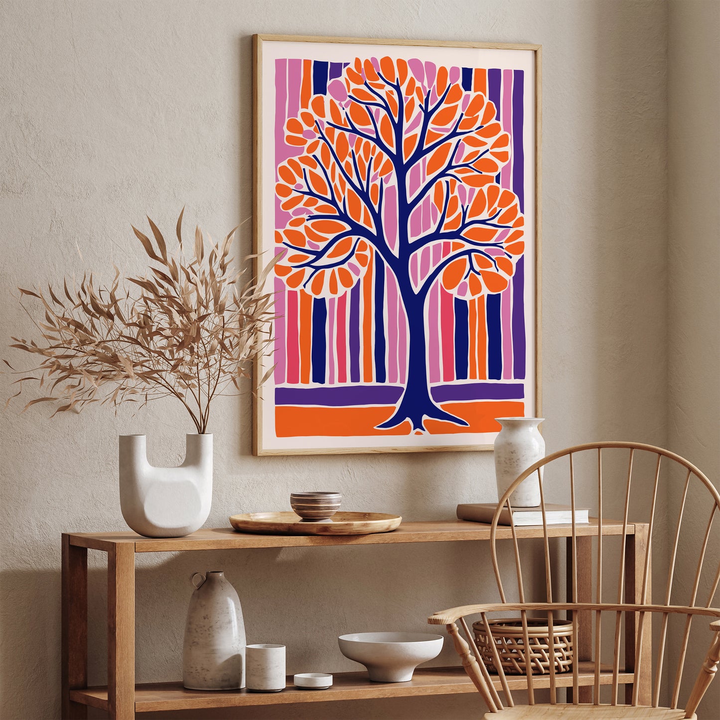 Purple Orange Cutout Tree Print