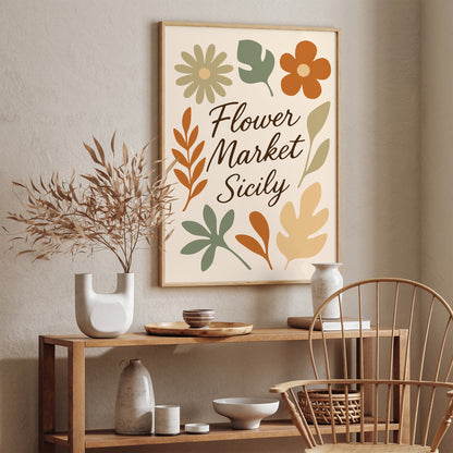Flower Market Sicily Italy Poster