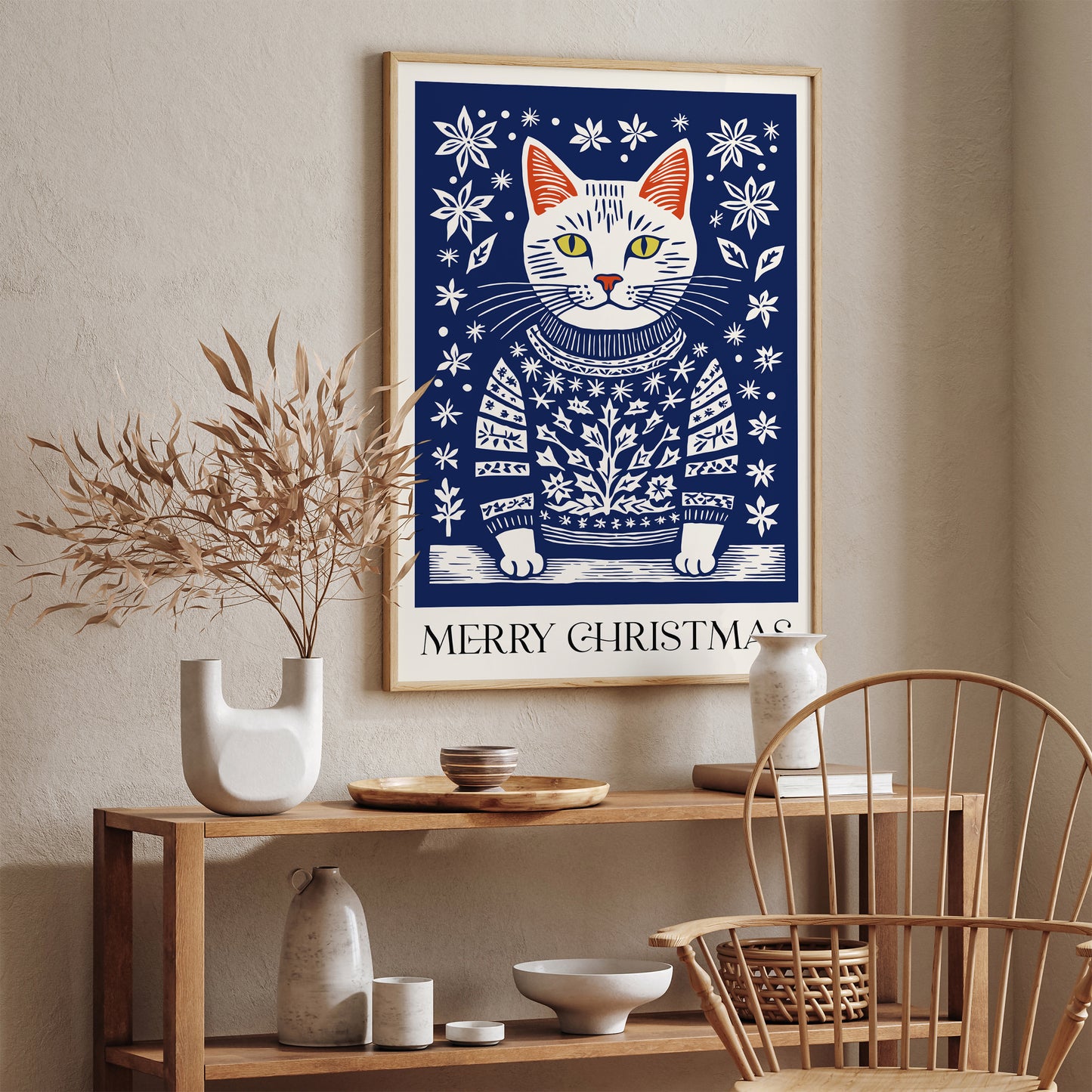 Cat in Christmas Sweater Poster