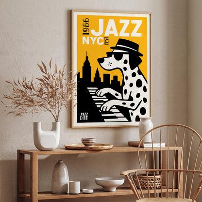 Cool Dalmatian Dog Jazz Pianist Art Print