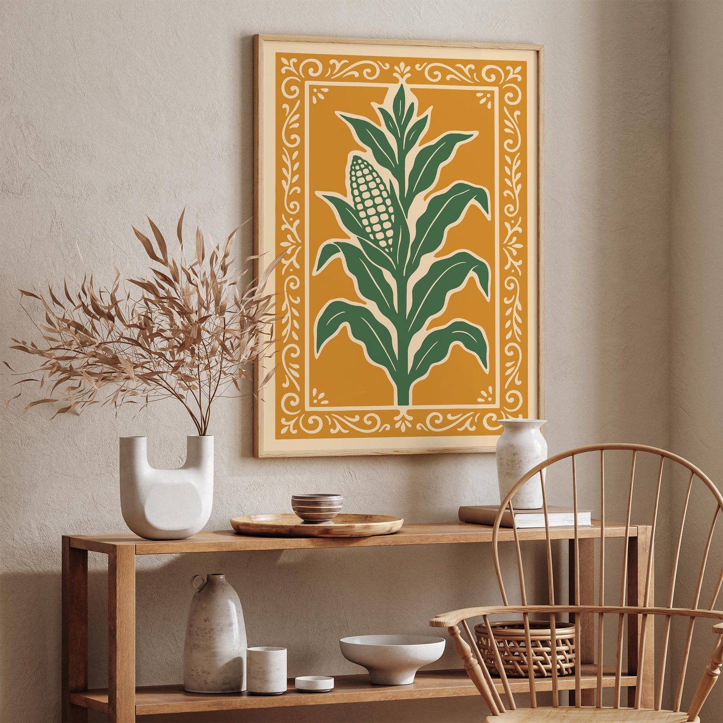 Corn Plant Poster, Farmhouse Kitchen Wall Decor