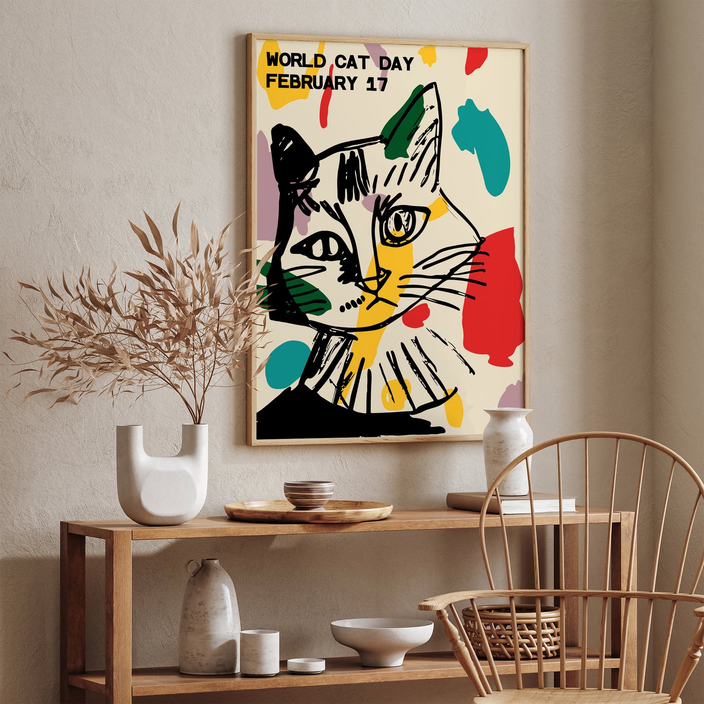 World Cat Day Quirky Wall Art Poster