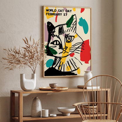 World Cat Day Quirky Wall Art Poster