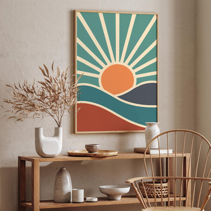 Mid Century Modern Aesthetic Landscape Print