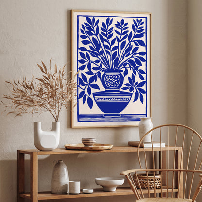 Blue Plant Bathroom Wall Art