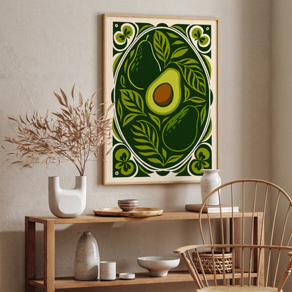 Green Rococo Avocado Poster