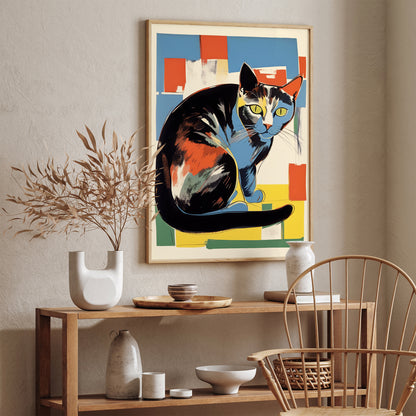 Artistic Cat Colorful Wall Art Print