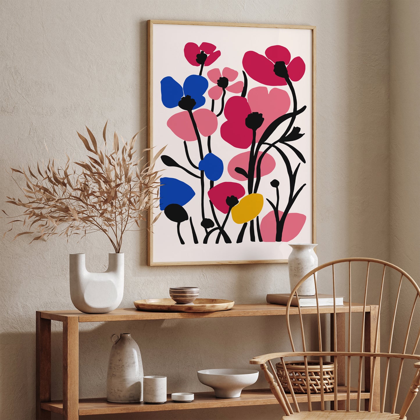 Retro Flowers Cut Outs Poster