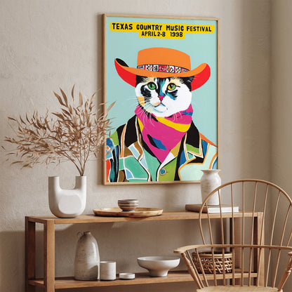 Texas Country Music Festival Cat Poster