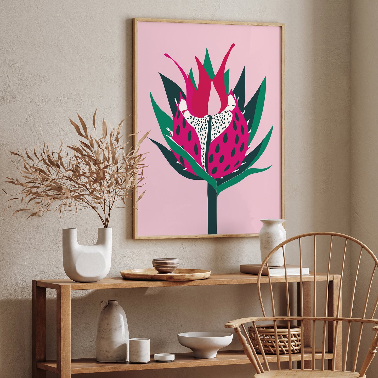 Dragon Fruit Pink Modern Kitchen Art