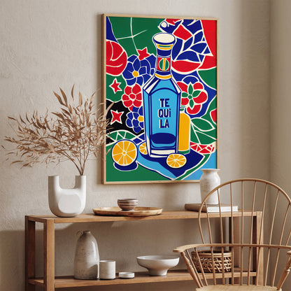 Retro Bottle of Tequila Poster Print