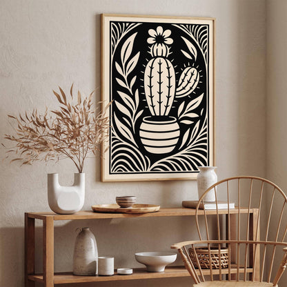 Art Deco Floral Cactus Wall Art Poster