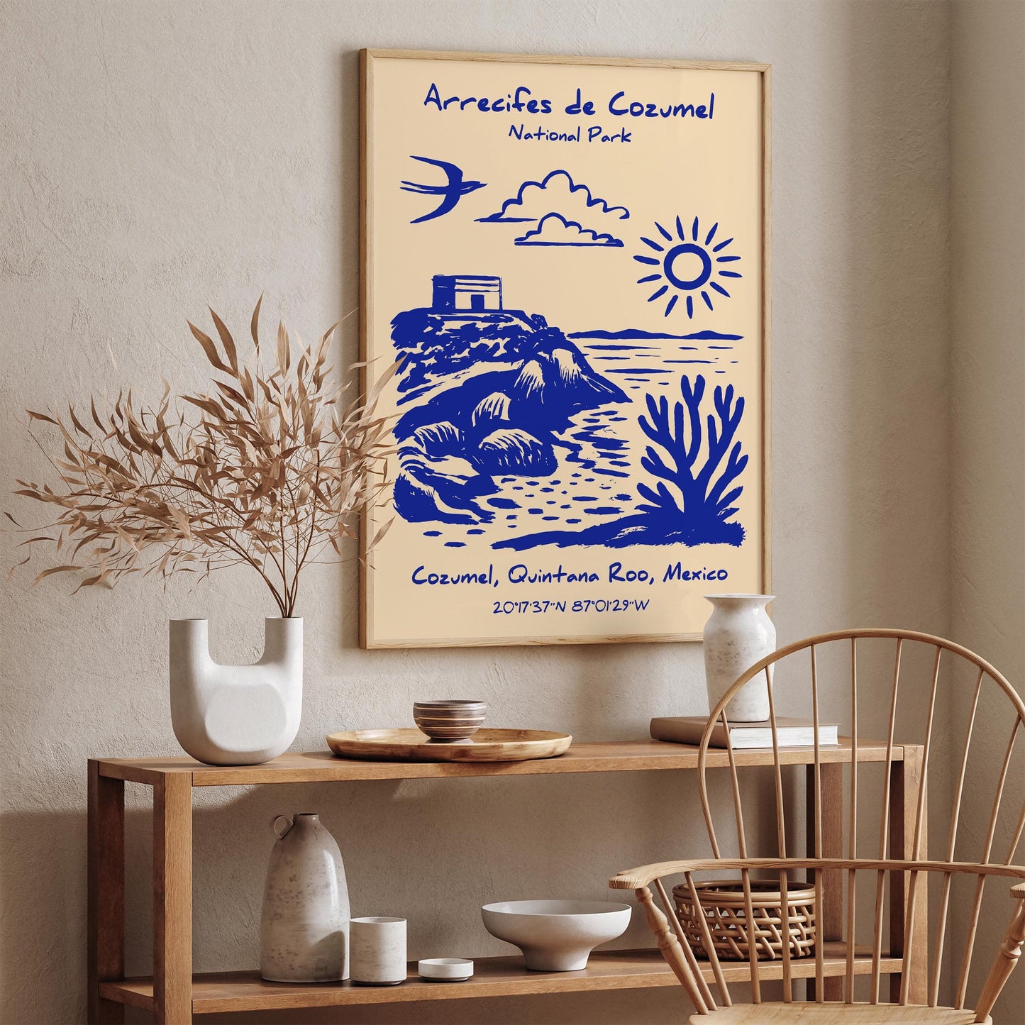 Cozumel National Park Poster - Blue Mexico Landscape Print