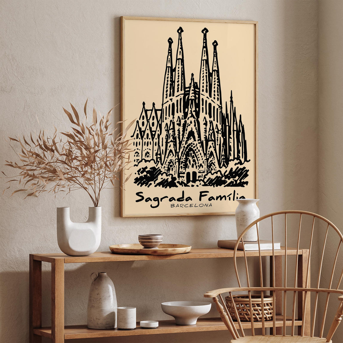 Sagrada Familia Barcelona Sketch Poster