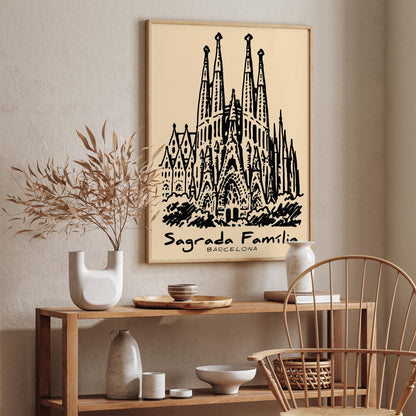 Sagrada Familia Barcelona Sketch Poster