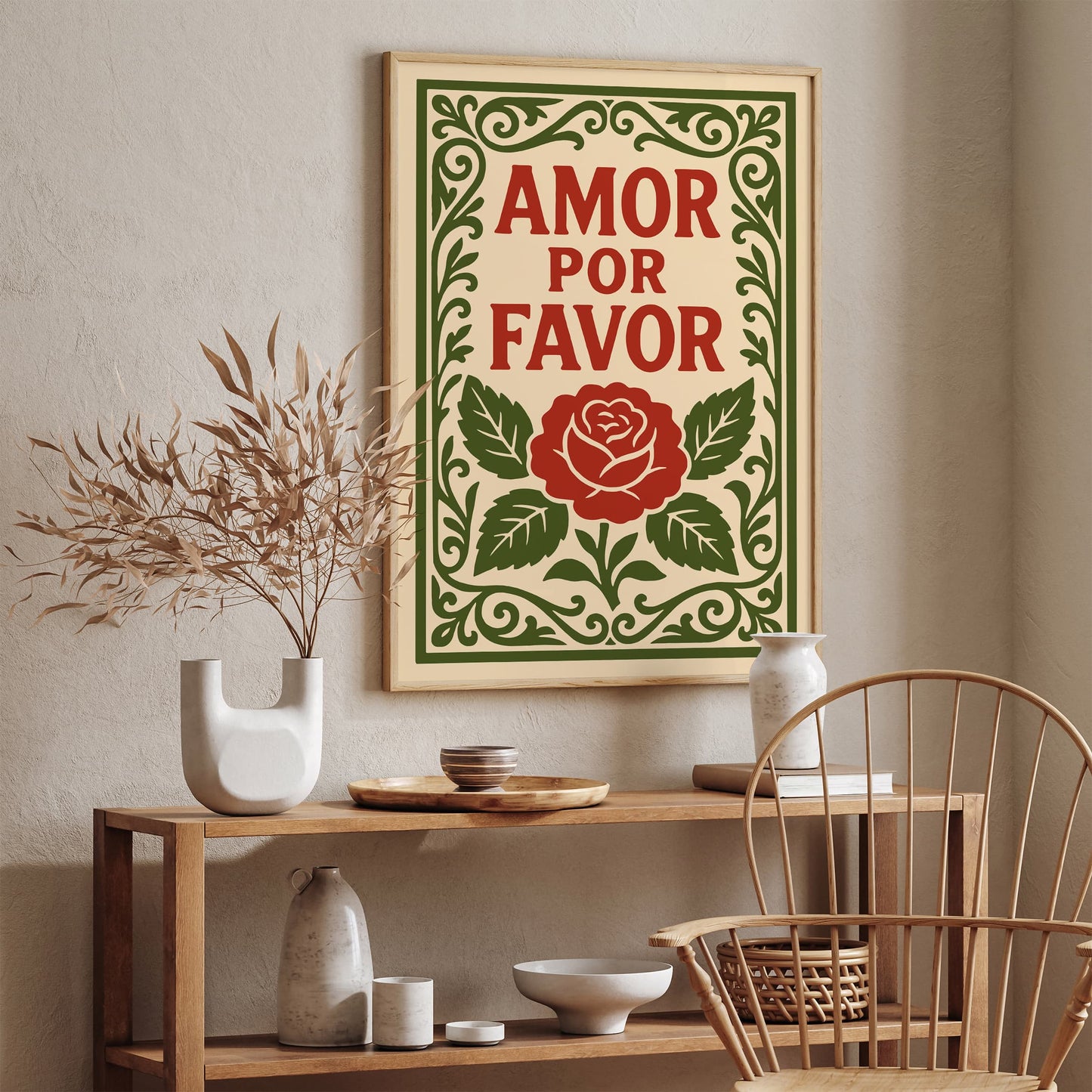 Amor Por Favor Red Rose Quote Art Print