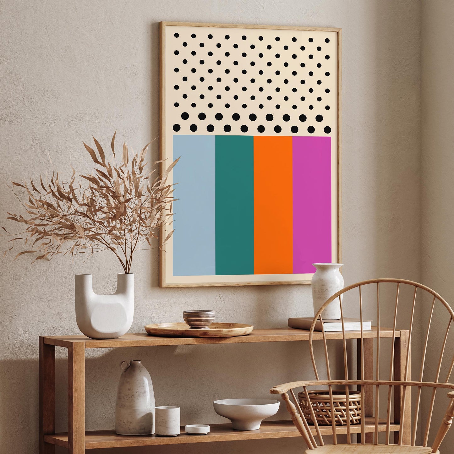 Mid Century Modern Abstract Poster - Colorful Retro Wall Art
