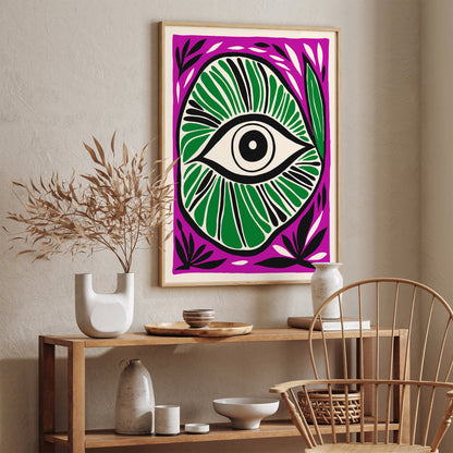 Green Eye Groovy Abstract Wall Art 2024