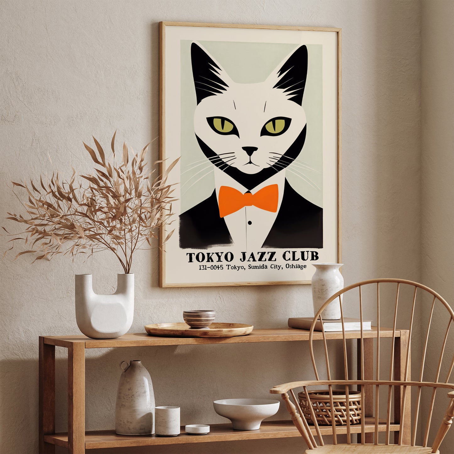 Tokyo Jazz Club Retro Cat Poster