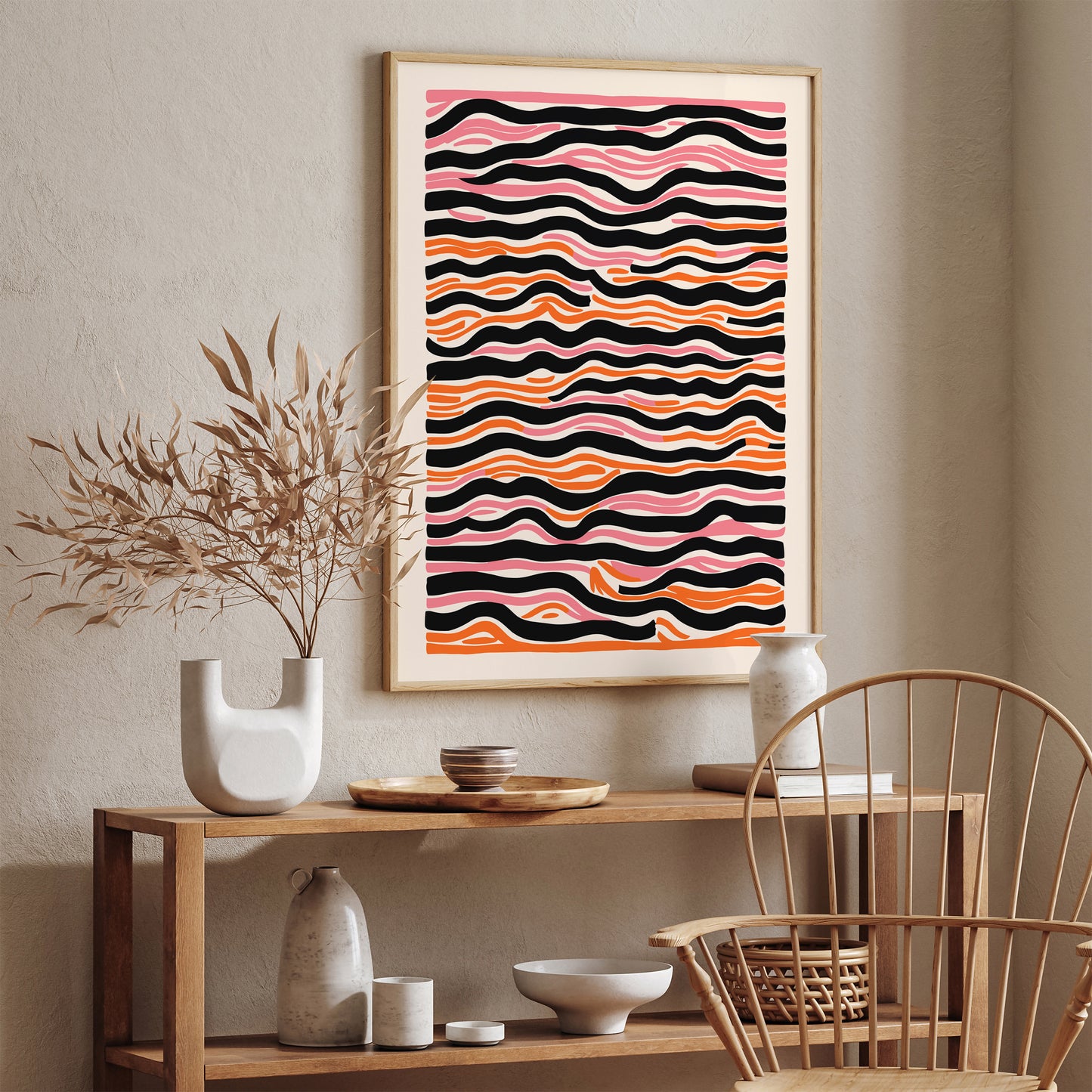 Mid Century Modern Abstract Wavy Art Print