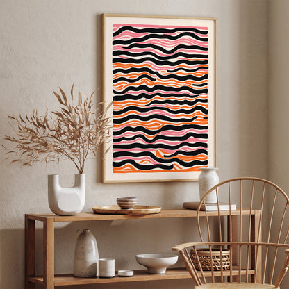 Mid Century Modern Abstract Wavy Art Print