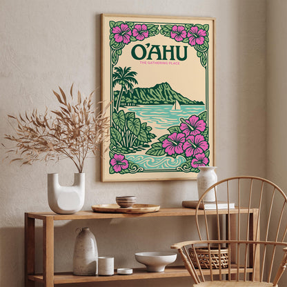 Oahu Hawaii Poster – The Gathering Place Wall Art