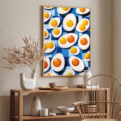 Modern Eggs Pattern Blue Art Print