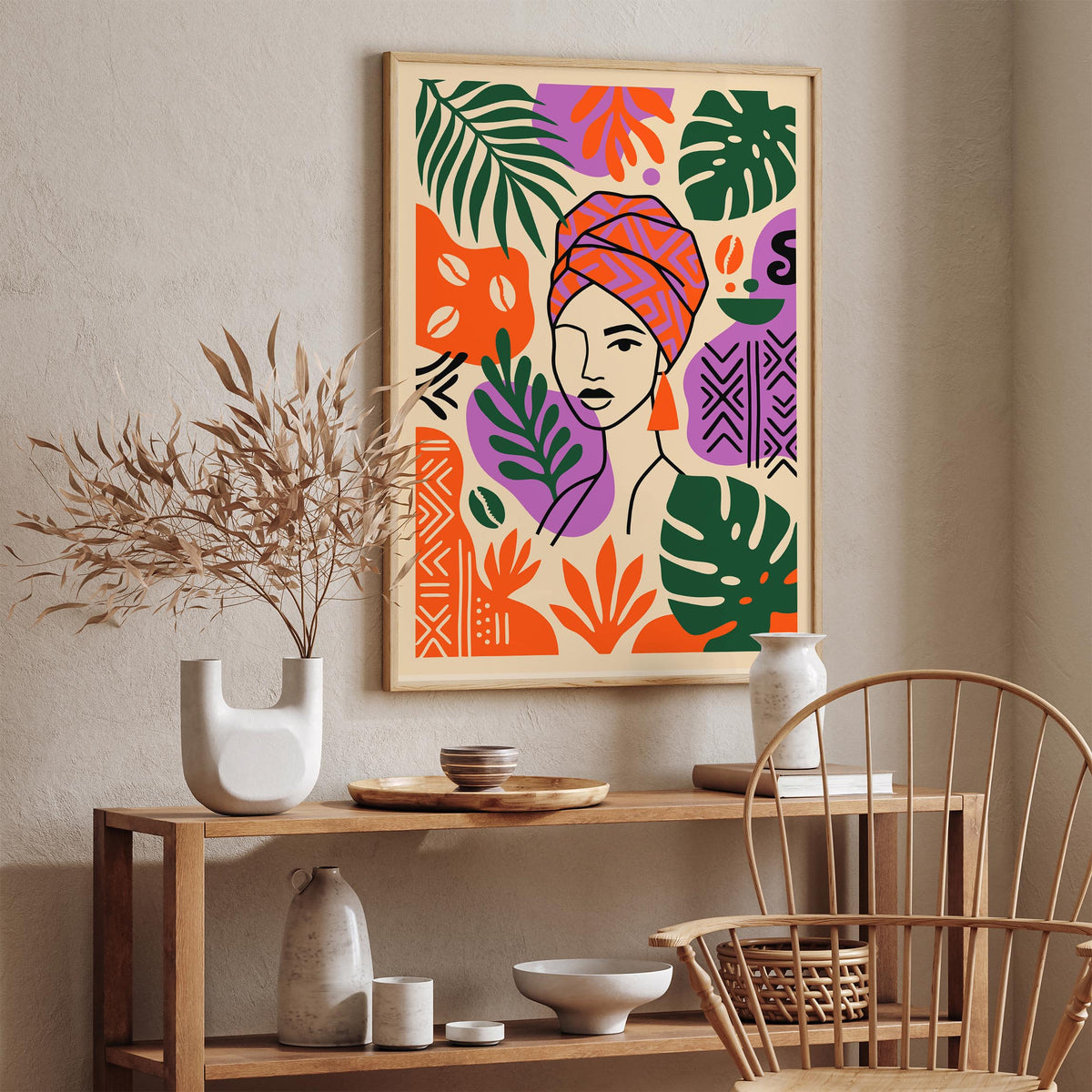 Bohemian Woman Portrait Colorful Art Poster