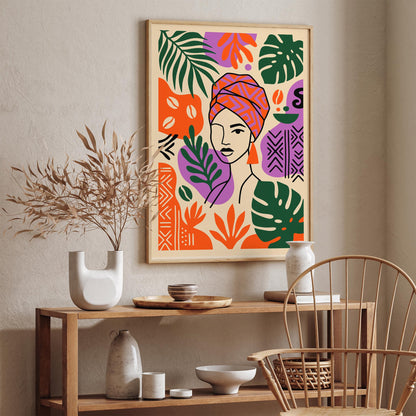 Bohemian Woman Portrait Colorful Art Poster