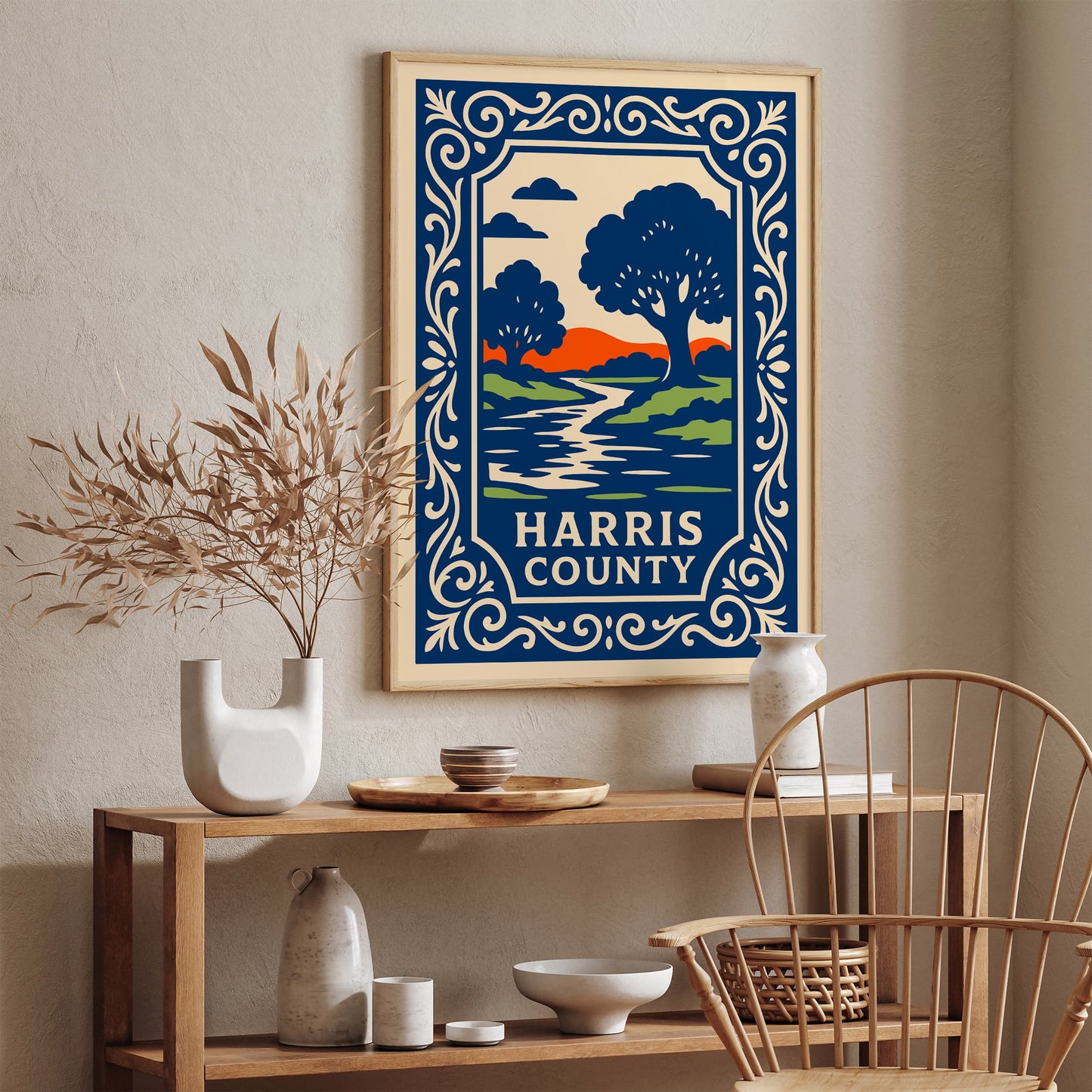 Harris County Travel Poster - Blue Landscape Art Print