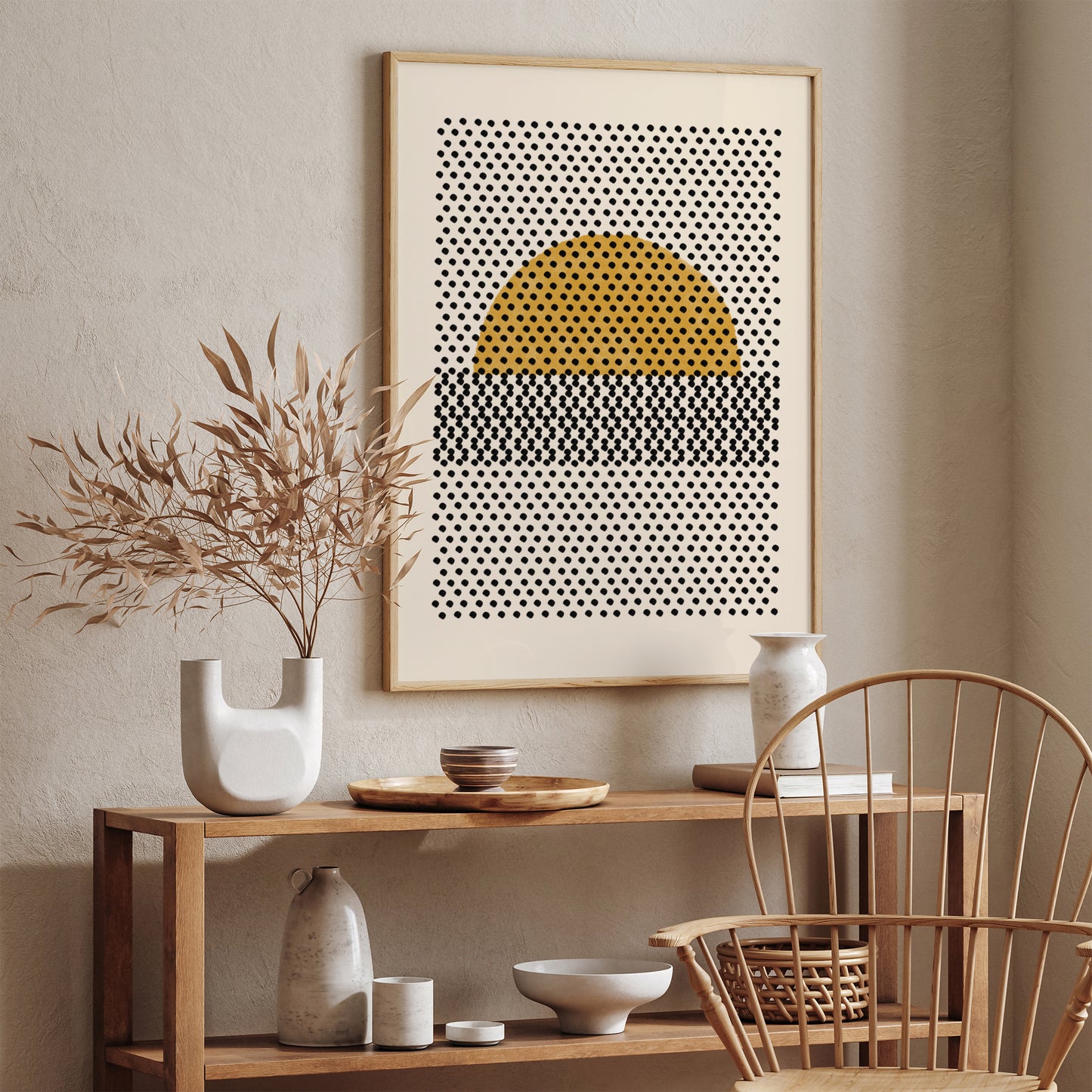 Mid Century Modern Sun Rustic Art Print