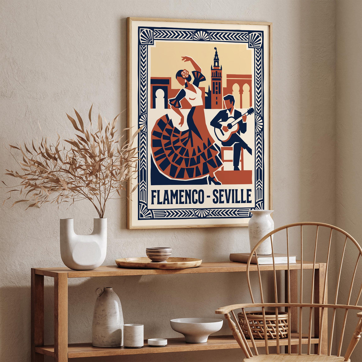 Seville Flamenco Retro Music Art Poster