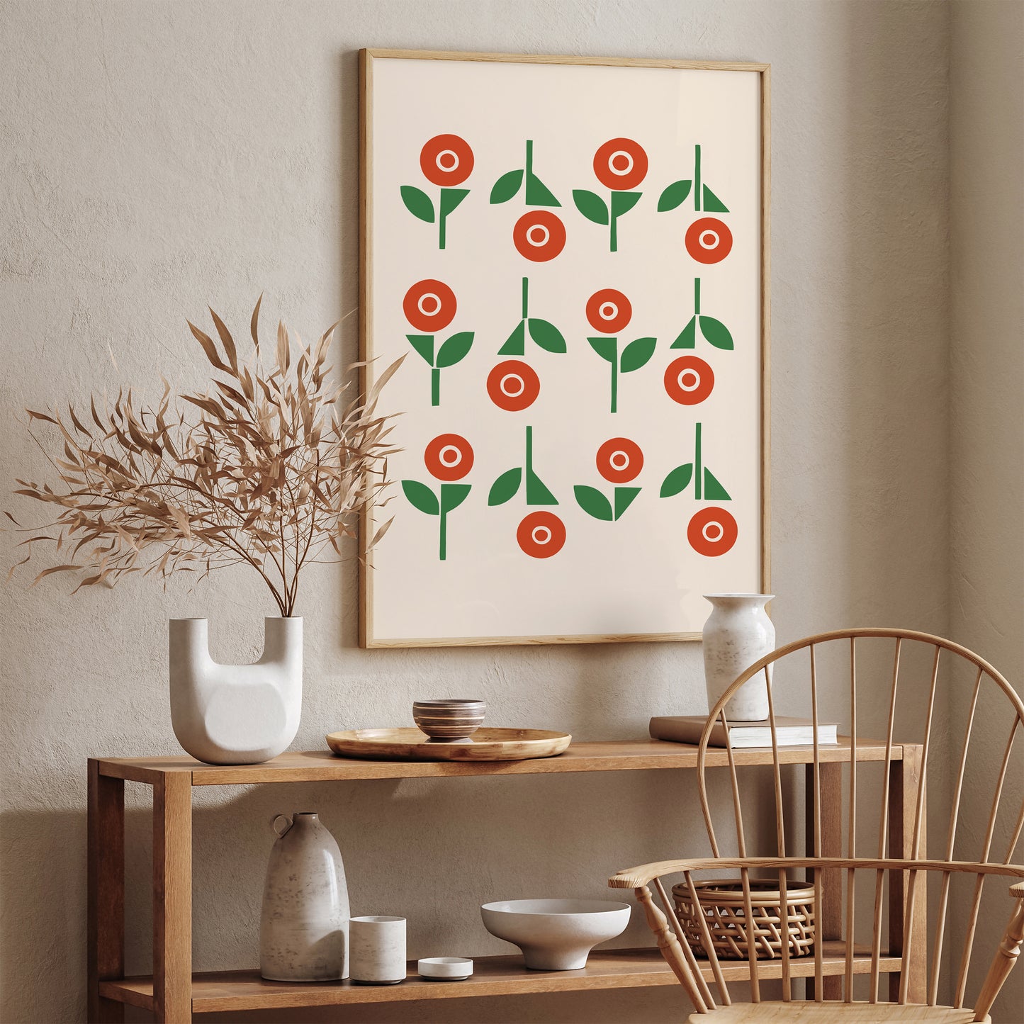 Retro 60s Minimalist Flowers Poster