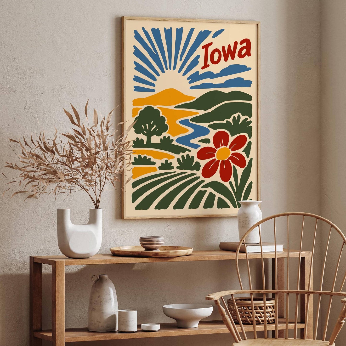 Retro Iowa Landscape Art Print