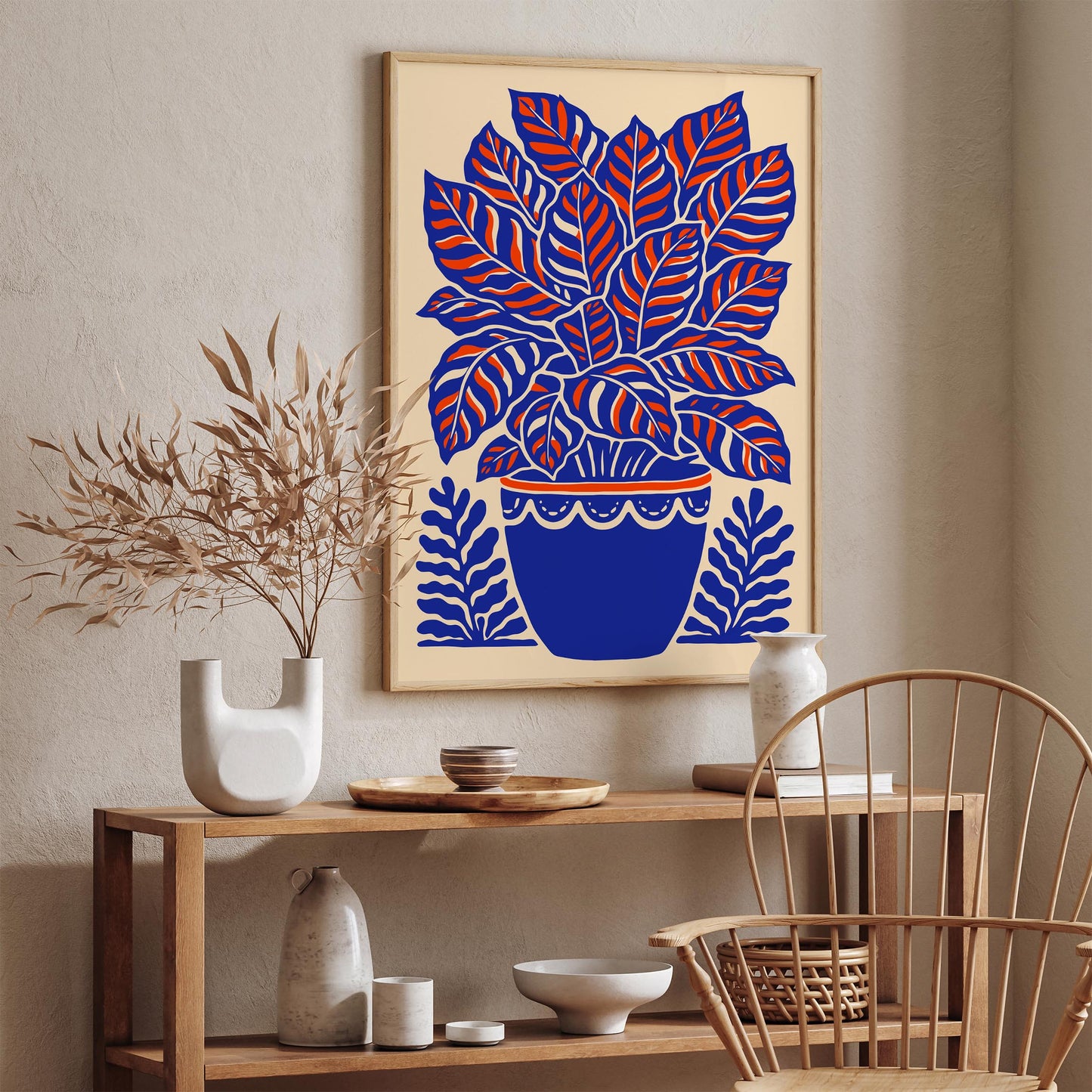 Calathea Plant Blue Poster