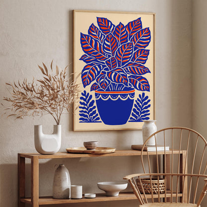 Calathea Plant Blue Poster