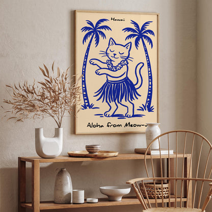 Aloha from Meow-ui Poster - Cat Dancing Hula Art Print