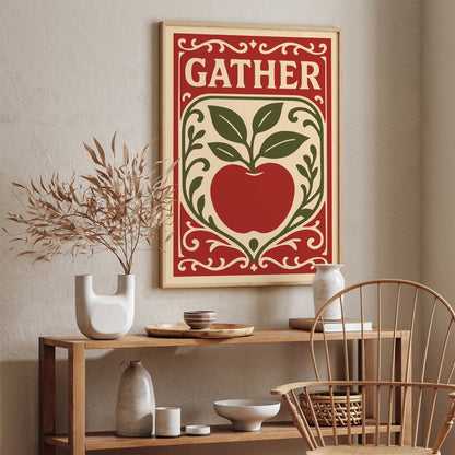 Gather Art Print - Kitchen Quote Poster