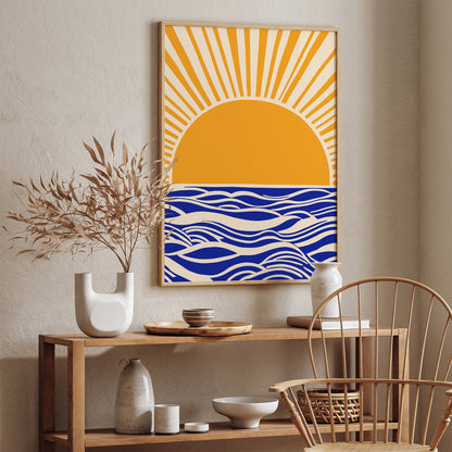 Mid Century Modern Sunset Bedroom Wall Art